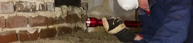 Pest control technician inspecting a crawl space for ant activity and entry points in Worcester, MA